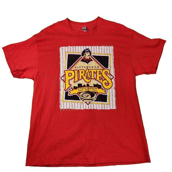 Pittsburgh Pirates Retro Promo Men's XL Red Double-sided Graphic Logo Tshirt Tee - Picture 1 of 7